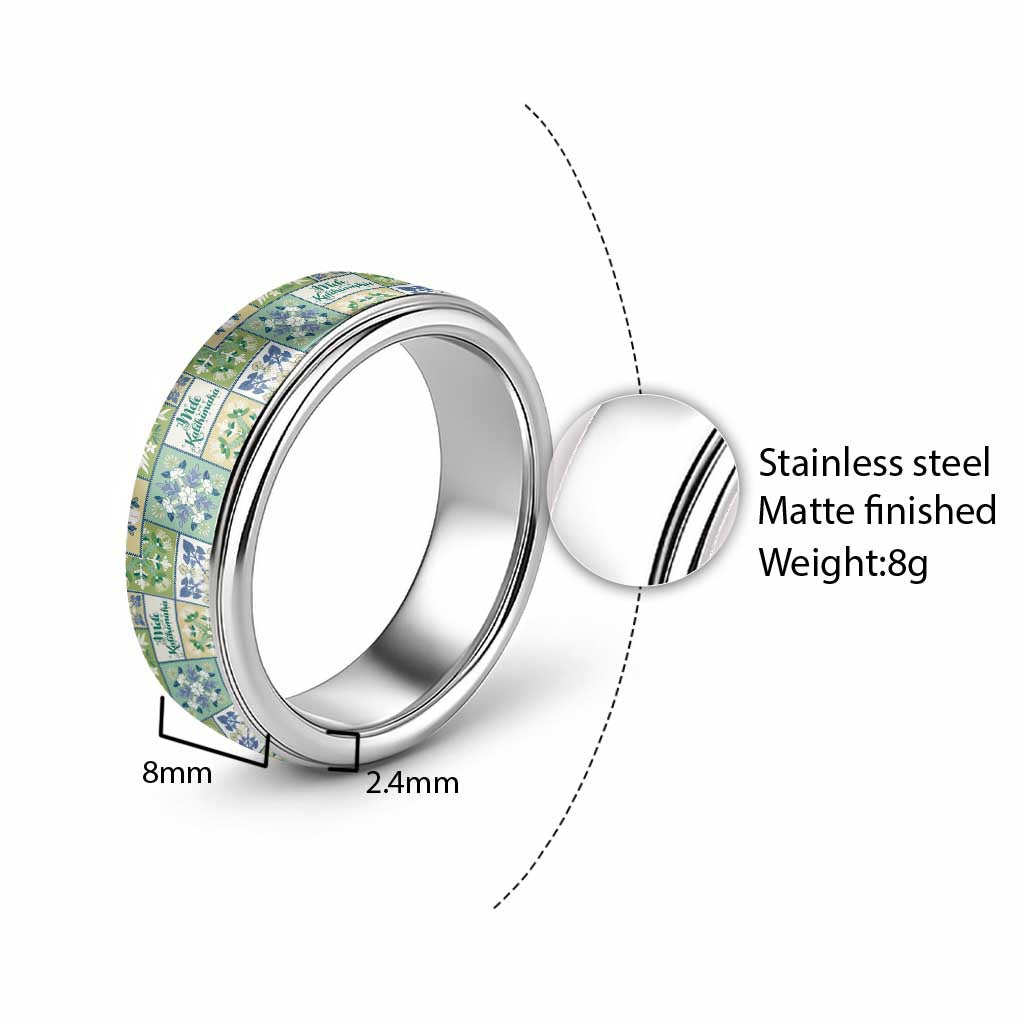 Mele Kalikimaka Hawaii Christmas Classic Ring Omaomao Seamless Floral Motif - Polynesian Pride