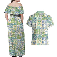 Mele Kalikimaka Hawaii Christmas Couples Matching Off Shoulder Maxi Dress and Hawaiian Shirt Omaomao Seamless Floral Motif LT9 - Polynesian Pride