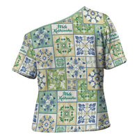 Mele Kalikimaka Hawaii Christmas Cross Shoulder Shirt Omaomao Seamless Floral Motif LT9 - Polynesian Pride