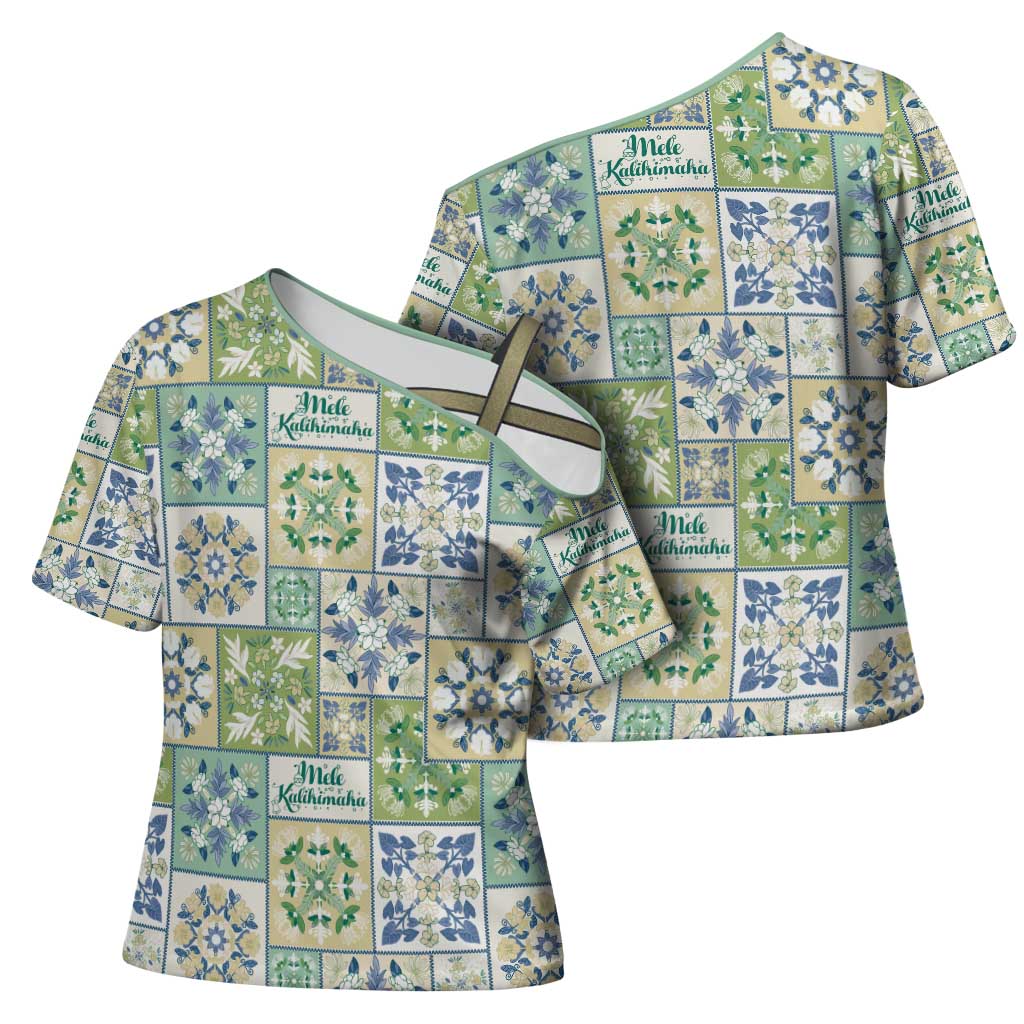Mele Kalikimaka Hawaii Christmas Cross Shoulder Shirt Omaomao Seamless Floral Motif LT9 - Polynesian Pride