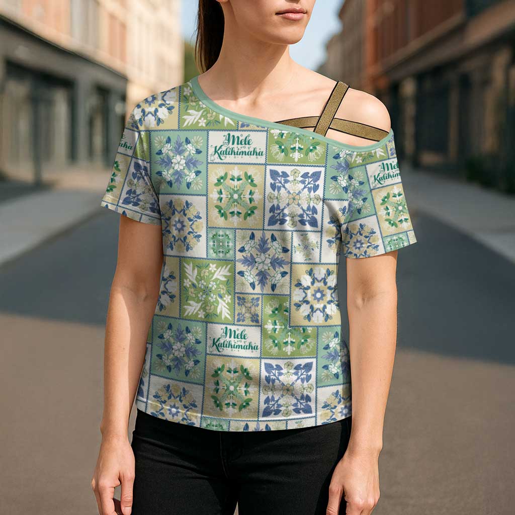 Mele Kalikimaka Hawaii Christmas Cross Shoulder Shirt Omaomao Seamless Floral Motif LT9 - Polynesian Pride