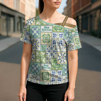 Mele Kalikimaka Hawaii Christmas Cross Shoulder Shirt Omaomao Seamless Floral Motif LT9 - Polynesian Pride
