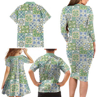 Mele Kalikimaka Hawaii Christmas Family Matching Long Sleeve Bodycon Dress and Hawaiian Shirt Omaomao Seamless Floral Motif LT9 - Polynesian Pride