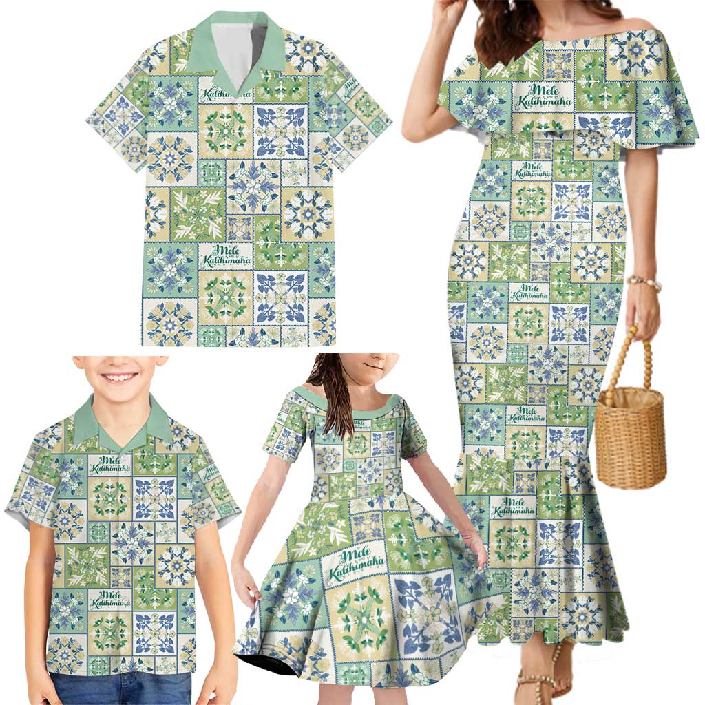 Mele Kalikimaka Hawaii Christmas Family Matching Mermaid Dress and Hawaiian Shirt Omaomao Seamless Floral Motif LT9 - Polynesian Pride