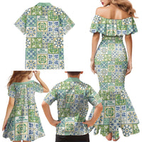 Mele Kalikimaka Hawaii Christmas Family Matching Mermaid Dress and Hawaiian Shirt Omaomao Seamless Floral Motif LT9 - Polynesian Pride