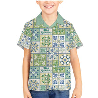 Mele Kalikimaka Hawaii Christmas Family Matching Mermaid Dress and Hawaiian Shirt Omaomao Seamless Floral Motif LT9 Son's Shirt Green - Polynesian Pride