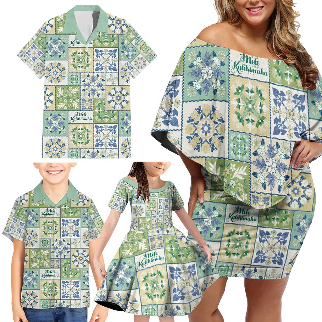 Mele Kalikimaka Hawaii Christmas Family Matching Off Shoulder Short Dress and Hawaiian Shirt Omaomao Seamless Floral Motif LT9 - Polynesian Pride