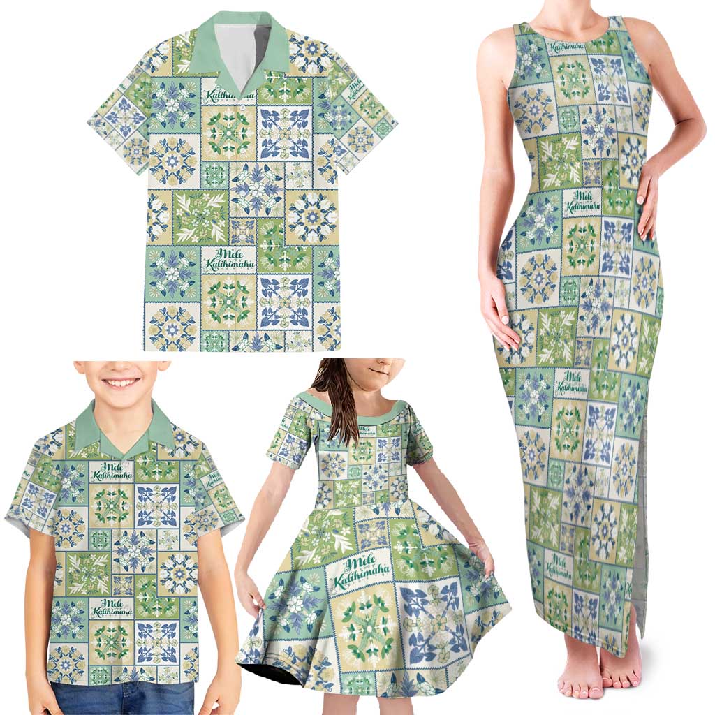 Mele Kalikimaka Hawaii Christmas Family Matching Tank Maxi Dress and Hawaiian Shirt Omaomao Seamless Floral Motif - Polynesian Pride