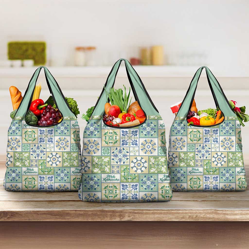Mele Kalikimaka Hawaii Christmas Grocery Bag Omaomao Seamless Floral Motif - Polynesian Pride