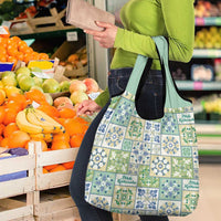 Mele Kalikimaka Hawaii Christmas Grocery Bag Omaomao Seamless Floral Motif - Polynesian Pride