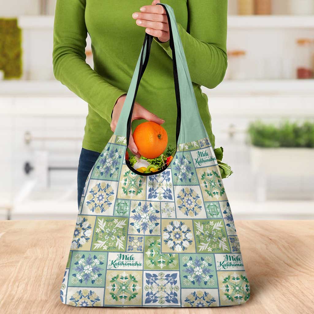 Mele Kalikimaka Hawaii Christmas Grocery Bag Omaomao Seamless Floral Motif - Polynesian Pride