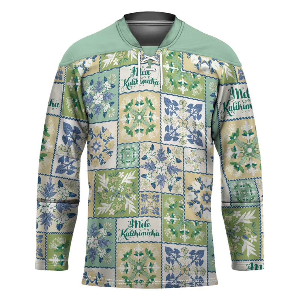 Mele Kalikimaka Hawaii Christmas Hockey Jersey Omaomao Seamless Floral Motif - Polynesian Pride