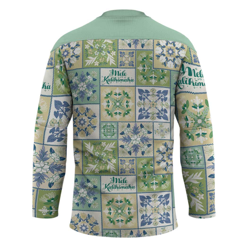 Mele Kalikimaka Hawaii Christmas Hockey Jersey Omaomao Seamless Floral Motif LT9 - Polynesian Pride