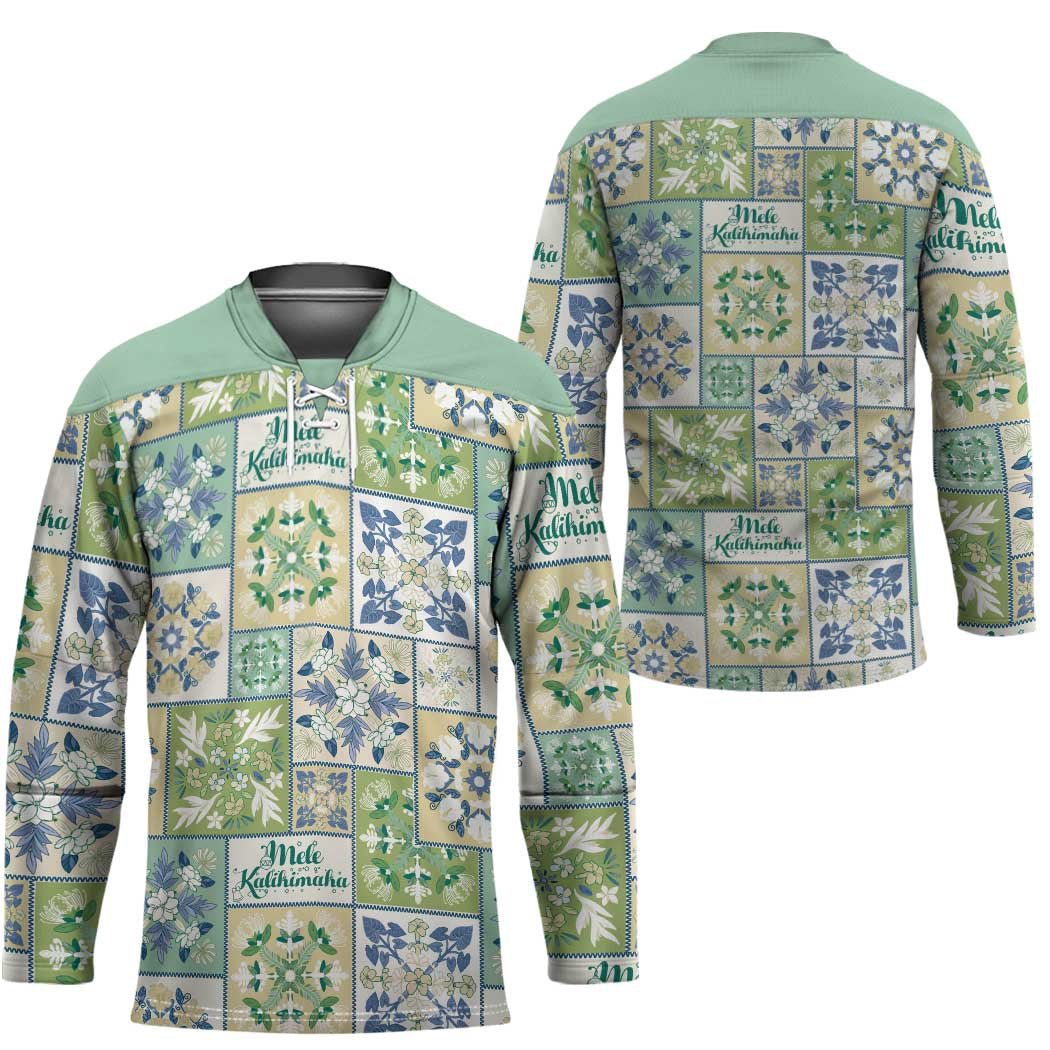Mele Kalikimaka Hawaii Christmas Hockey Jersey Omaomao Seamless Floral Motif LT9 - Polynesian Pride