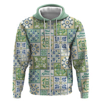 Mele Kalikimaka Hawaii Christmas Hoodie Omaomao Seamless Floral Motif LT9 Zip Hoodie Green - Polynesian Pride
