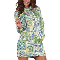 Mele Kalikimaka Hawaii Christmas Hoodie Dress Omaomao Seamless Floral Motif LT9 Green - Polynesian Pride