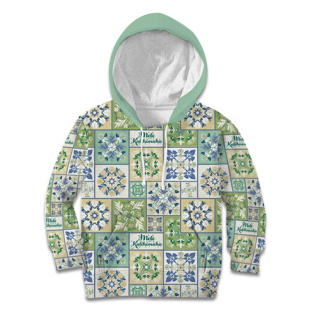 Mele Kalikimaka Hawaii Christmas Kid Hoodie Omaomao Seamless Floral Motif LT9 Hoodie Green - Polynesian Pride
