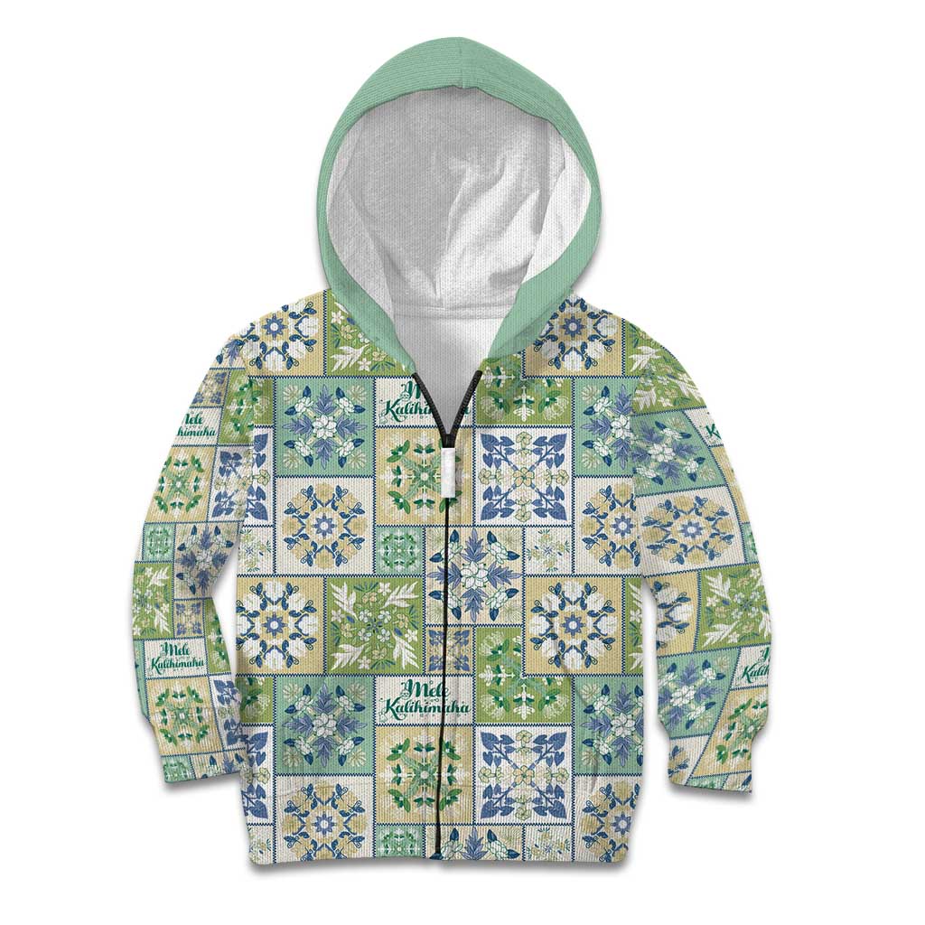 Mele Kalikimaka Hawaii Christmas Kid Hoodie Omaomao Seamless Floral Motif LT9 Zip Hoodie Green - Polynesian Pride