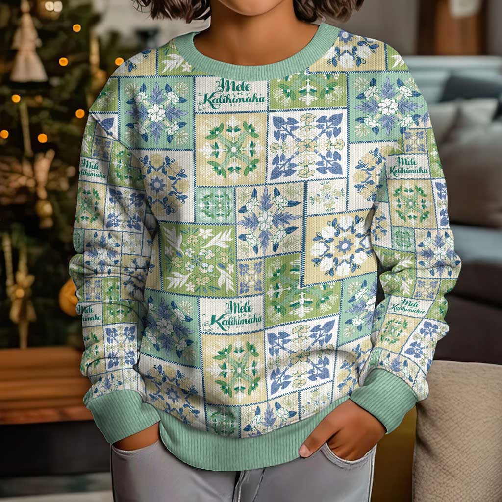 Mele Kalikimaka Hawaii Christmas Kid Ugly Christmas Sweater Omaomao Seamless Floral Motif LT9 - Polynesian Pride
