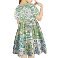 Mele Kalikimaka Hawaii Christmas Kid Short Sleeve Dress Omaomao Seamless Floral Motif LT9 - Polynesian Pride
