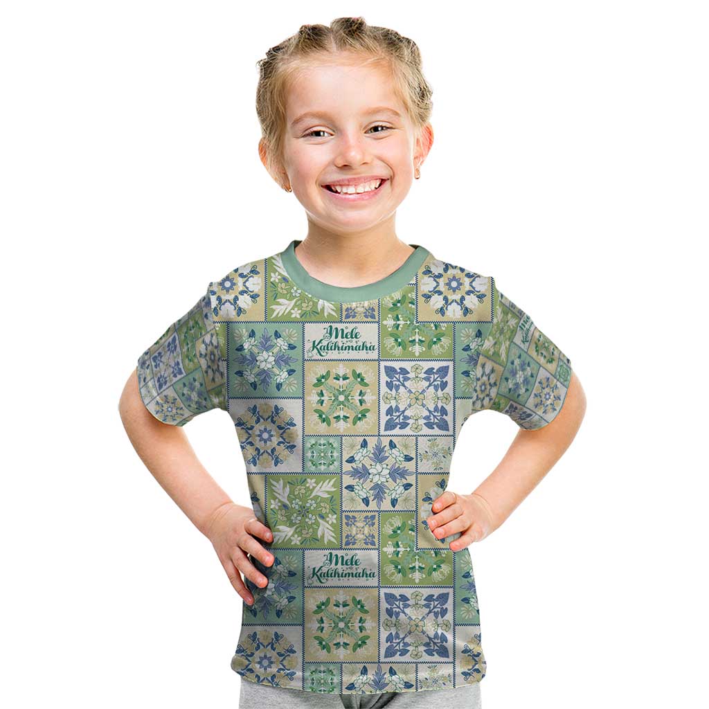 Mele Kalikimaka Hawaii Christmas Kid T Shirt Omaomao Seamless Floral Motif LT9 Green - Polynesian Pride