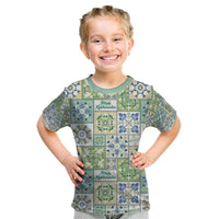 Mele Kalikimaka Hawaii Christmas Kid T Shirt Omaomao Seamless Floral Motif LT9 Green - Polynesian Pride