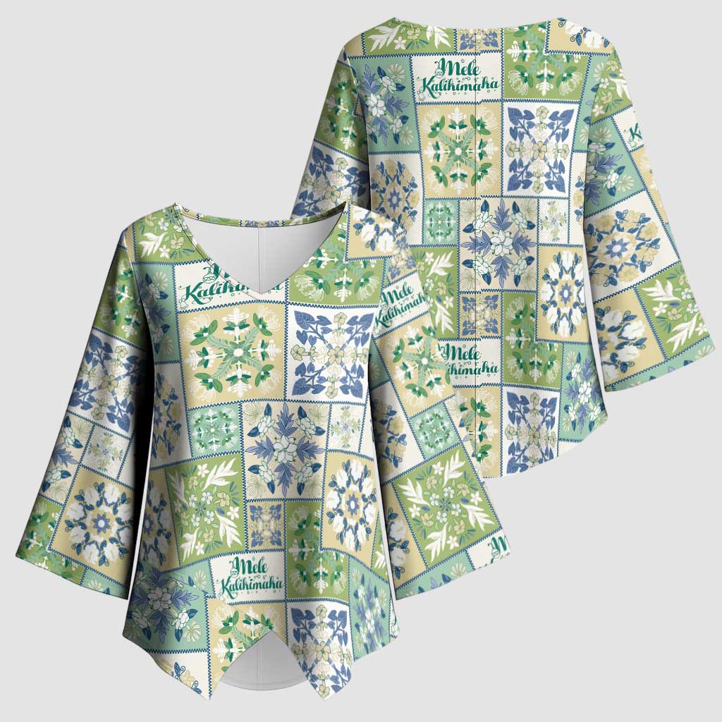 Mele Kalikimaka Hawaii Christmas Kimono Sleeve Blouse Omaomao Seamless Floral Motif LT9 - Polynesian Pride