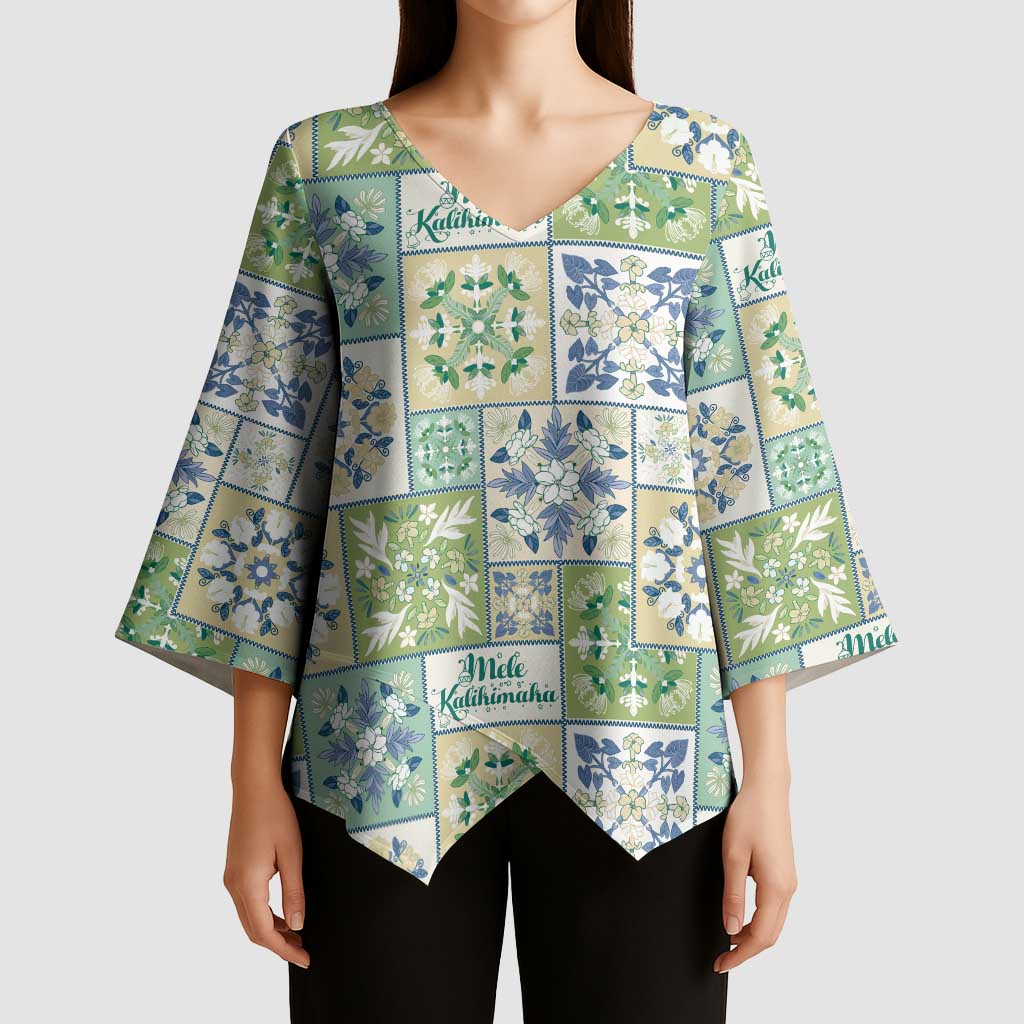 Mele Kalikimaka Hawaii Christmas Kimono Sleeve Blouse Omaomao Seamless Floral Motif LT9 - Polynesian Pride