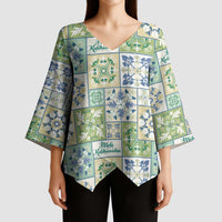 Mele Kalikimaka Hawaii Christmas Kimono Sleeve Blouse Omaomao Seamless Floral Motif LT9 - Polynesian Pride