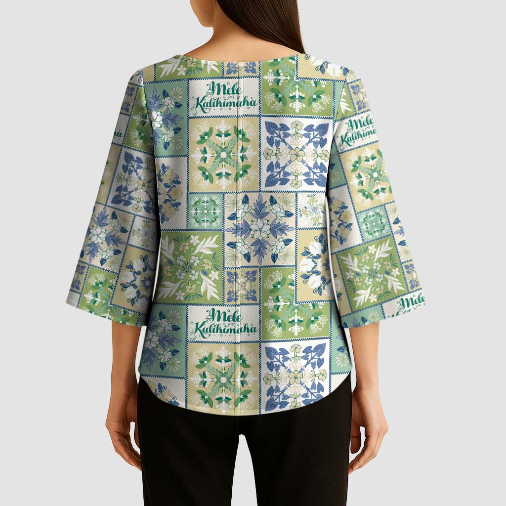 Mele Kalikimaka Hawaii Christmas Kimono Sleeve Blouse Omaomao Seamless Floral Motif LT9 - Polynesian Pride