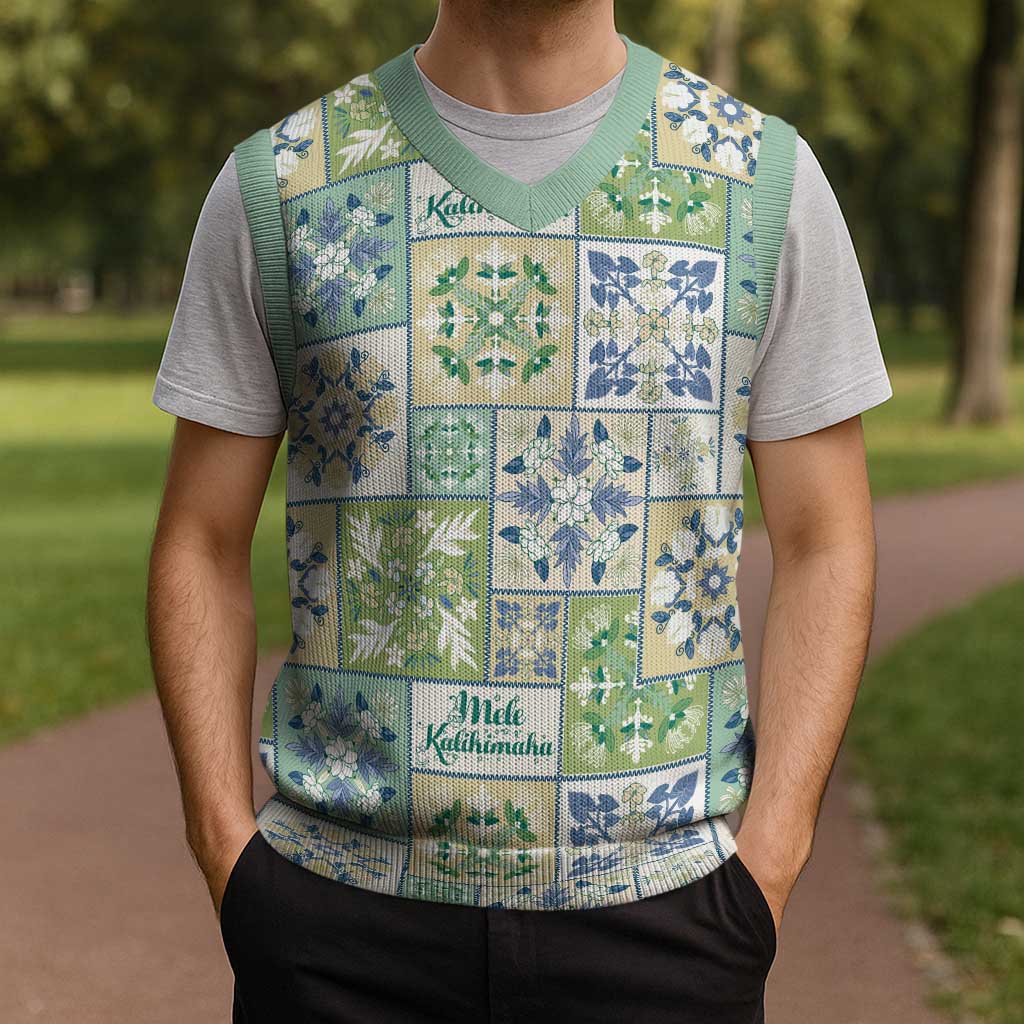 Mele Kalikimaka Hawaii Christmas Knitted V-Neck Vest Omaomao Seamless Floral Motif LT9 - Polynesian Pride