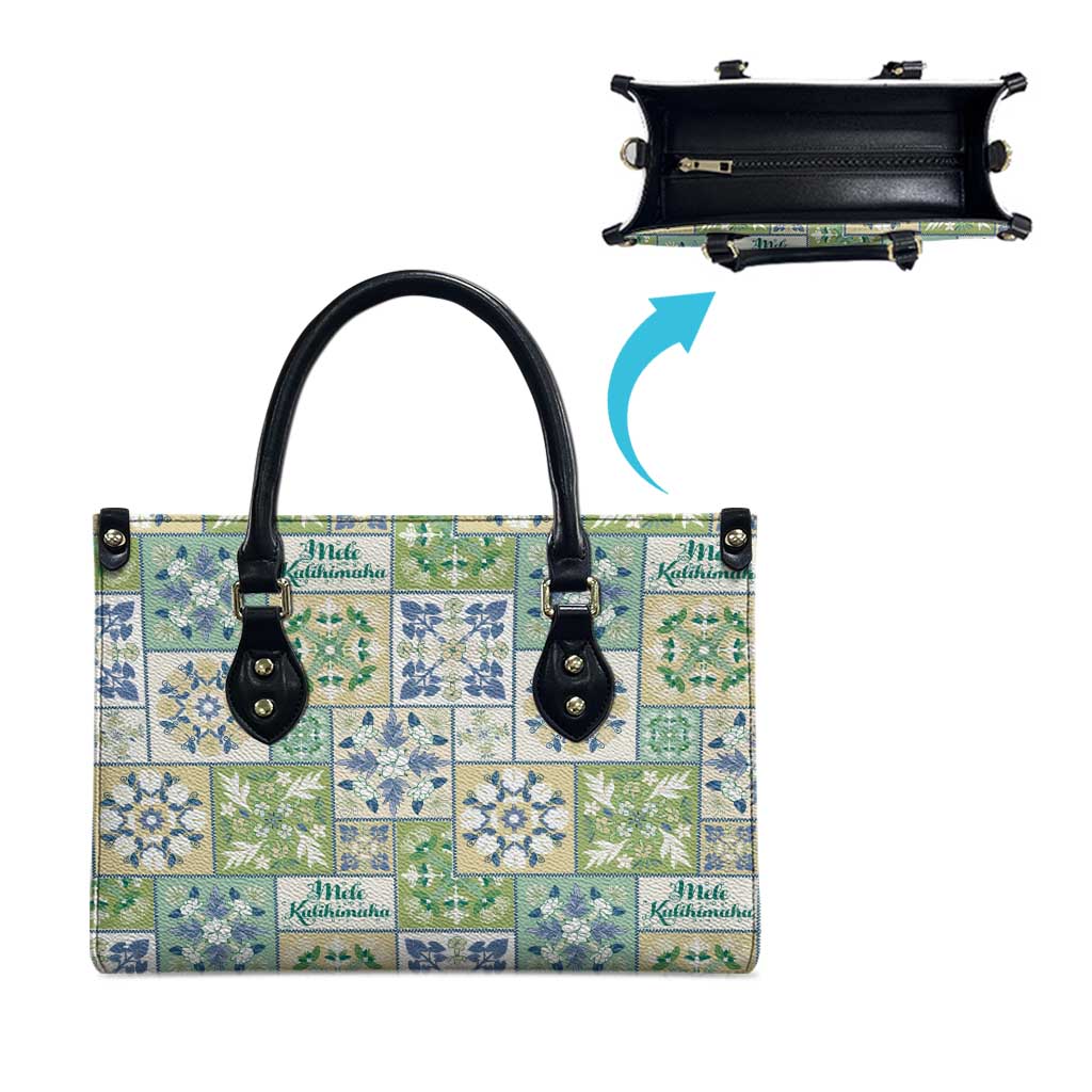 Mele Kalikimaka Hawaii Christmas Leather Bag Omaomao Seamless Floral Motif - Polynesian Pride