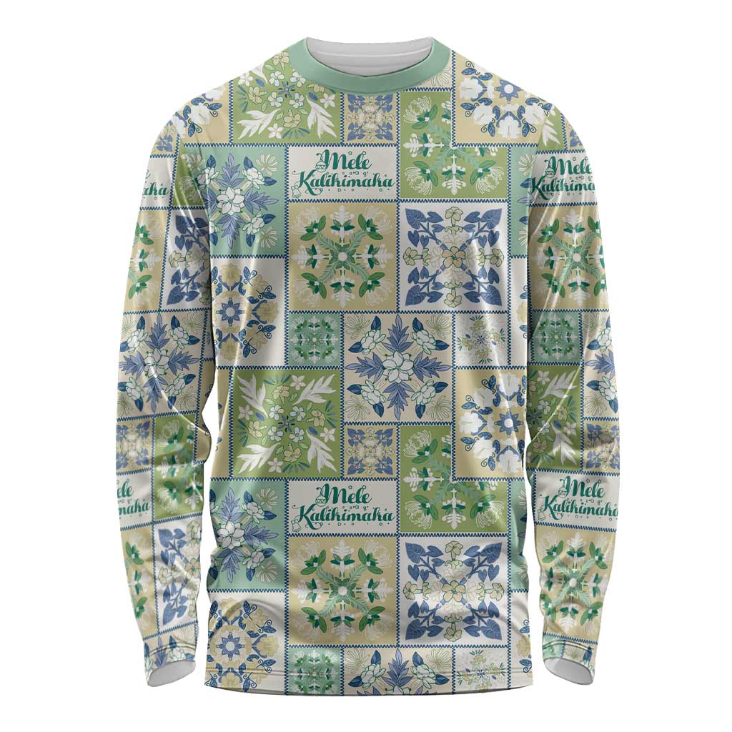 Mele Kalikimaka Hawaii Christmas Long Sleeve Shirt Omaomao Seamless Floral Motif LT9 Unisex Green - Polynesian Pride