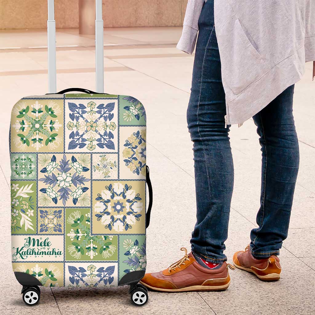 Mele Kalikimaka Hawaii Christmas Luggage Cover Omaomao Seamless Floral Motif LT9 Green - Polynesian Pride