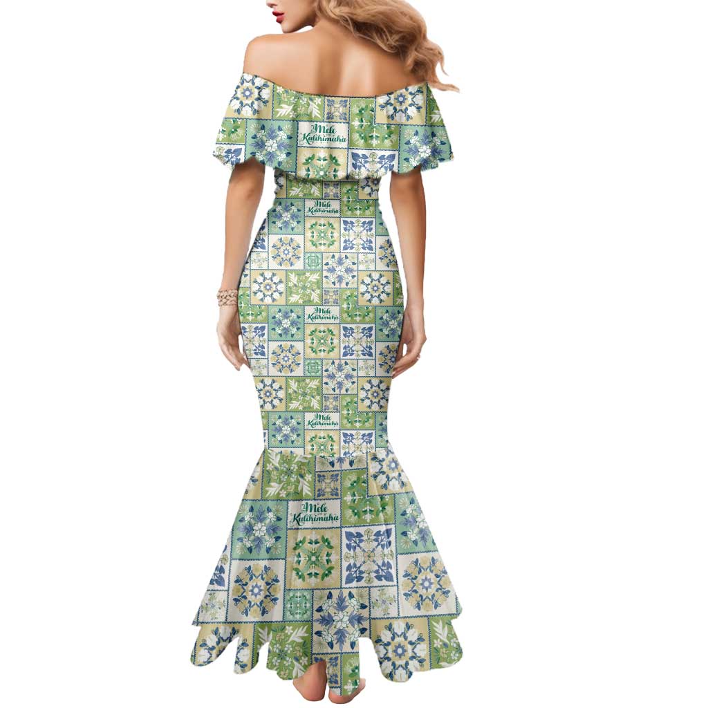 Mele Kalikimaka Hawaii Christmas Mermaid Dress Omaomao Seamless Floral Motif LT9 - Polynesian Pride