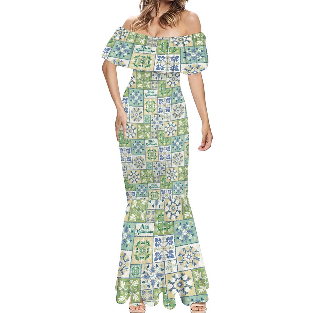 Mele Kalikimaka Hawaii Christmas Mermaid Dress Omaomao Seamless Floral Motif LT9 - Polynesian Pride