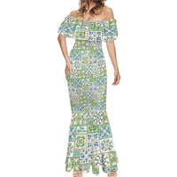 Mele Kalikimaka Hawaii Christmas Mermaid Dress Omaomao Seamless Floral Motif LT9 - Polynesian Pride