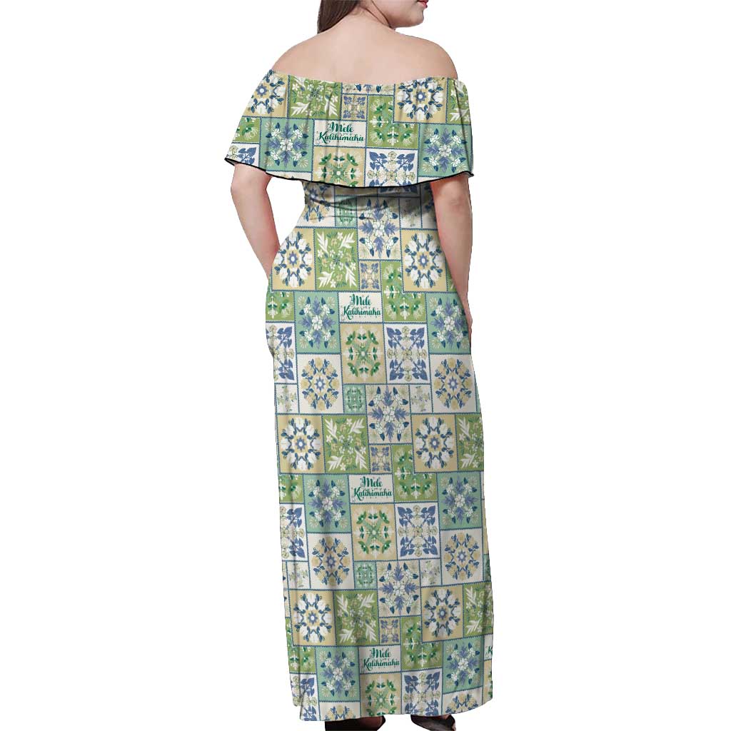 Mele Kalikimaka Hawaii Christmas Off Shoulder Maxi Dress Omaomao Seamless Floral Motif LT9 - Polynesian Pride