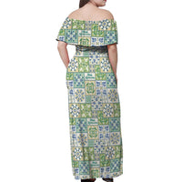 Mele Kalikimaka Hawaii Christmas Off Shoulder Maxi Dress Omaomao Seamless Floral Motif LT9 - Polynesian Pride