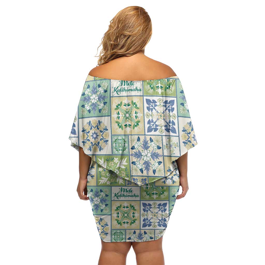Mele Kalikimaka Hawaii Christmas Off Shoulder Short Dress Omaomao Seamless Floral Motif LT9 - Polynesian Pride