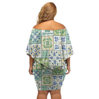 Mele Kalikimaka Hawaii Christmas Off Shoulder Short Dress Omaomao Seamless Floral Motif LT9 - Polynesian Pride