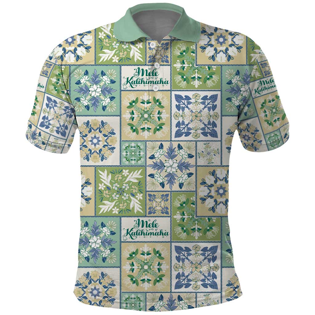 Mele Kalikimaka Hawaii Christmas Polo Shirt Omaomao Seamless Floral Motif LT9 Green - Polynesian Pride
