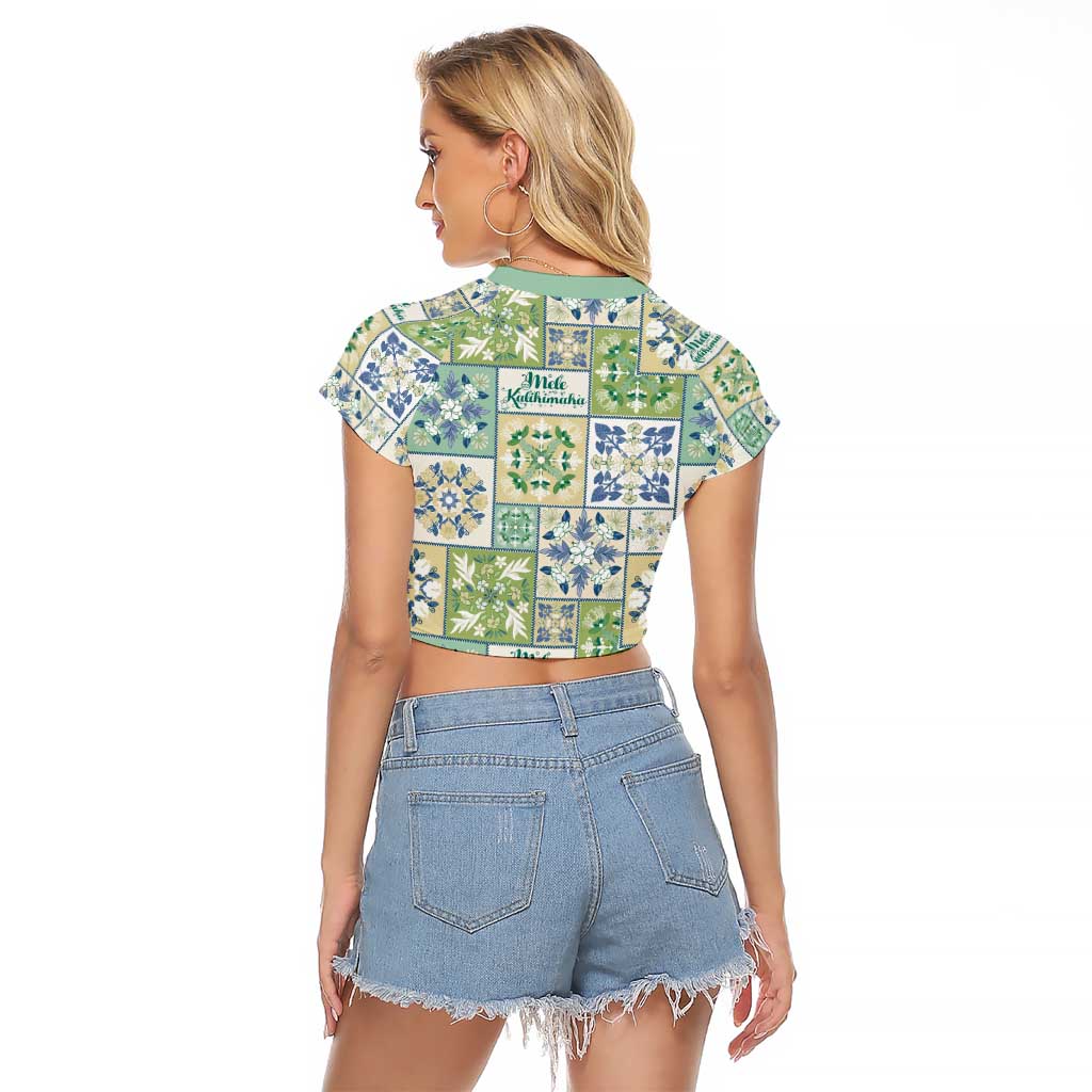 Mele Kalikimaka Hawaii Christmas Raglan Cropped T Shirt Omaomao Seamless Floral Motif LT9 - Polynesian Pride