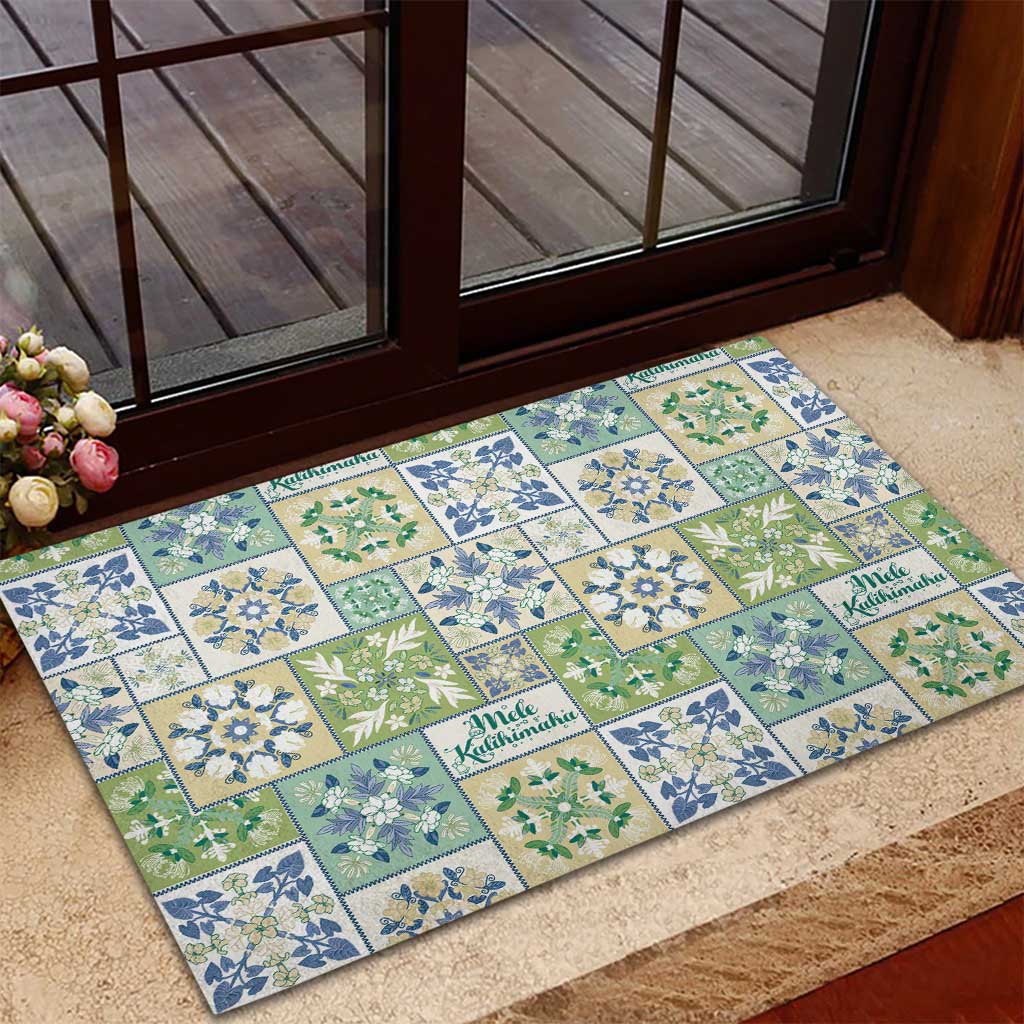 Mele Kalikimaka Hawaii Christmas Rubber Doormat Omaomao Seamless Floral Motif - Polynesian Pride