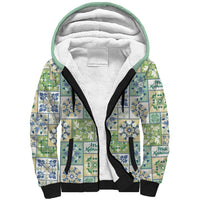 Mele Kalikimaka Hawaii Christmas Sherpa Hoodie Omaomao Seamless Floral Motif LT9 Unisex Green - Polynesian Pride