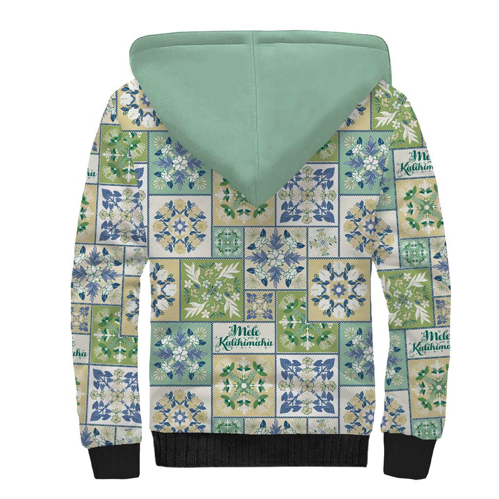 Mele Kalikimaka Hawaii Christmas Sherpa Hoodie Omaomao Seamless Floral Motif LT9 - Polynesian Pride