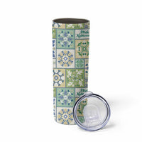 Mele Kalikimaka Hawaii Christmas Skinny Tumbler Omaomao Seamless Floral Motif LT9 - Polynesian Pride