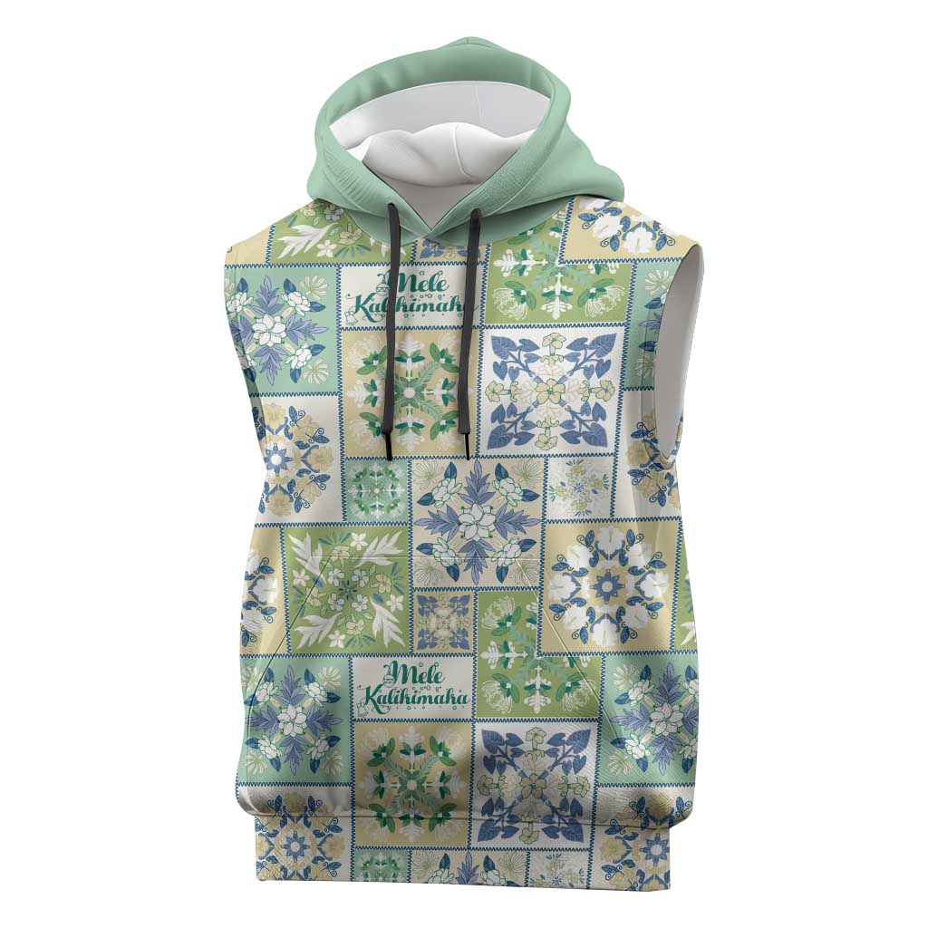 Mele Kalikimaka Hawaii Christmas Sleeveless Hoodie Omaomao Seamless Floral Motif LT9 Green - Polynesian Pride