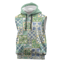 Mele Kalikimaka Hawaii Christmas Sleeveless Hoodie Omaomao Seamless Floral Motif LT9 Green - Polynesian Pride