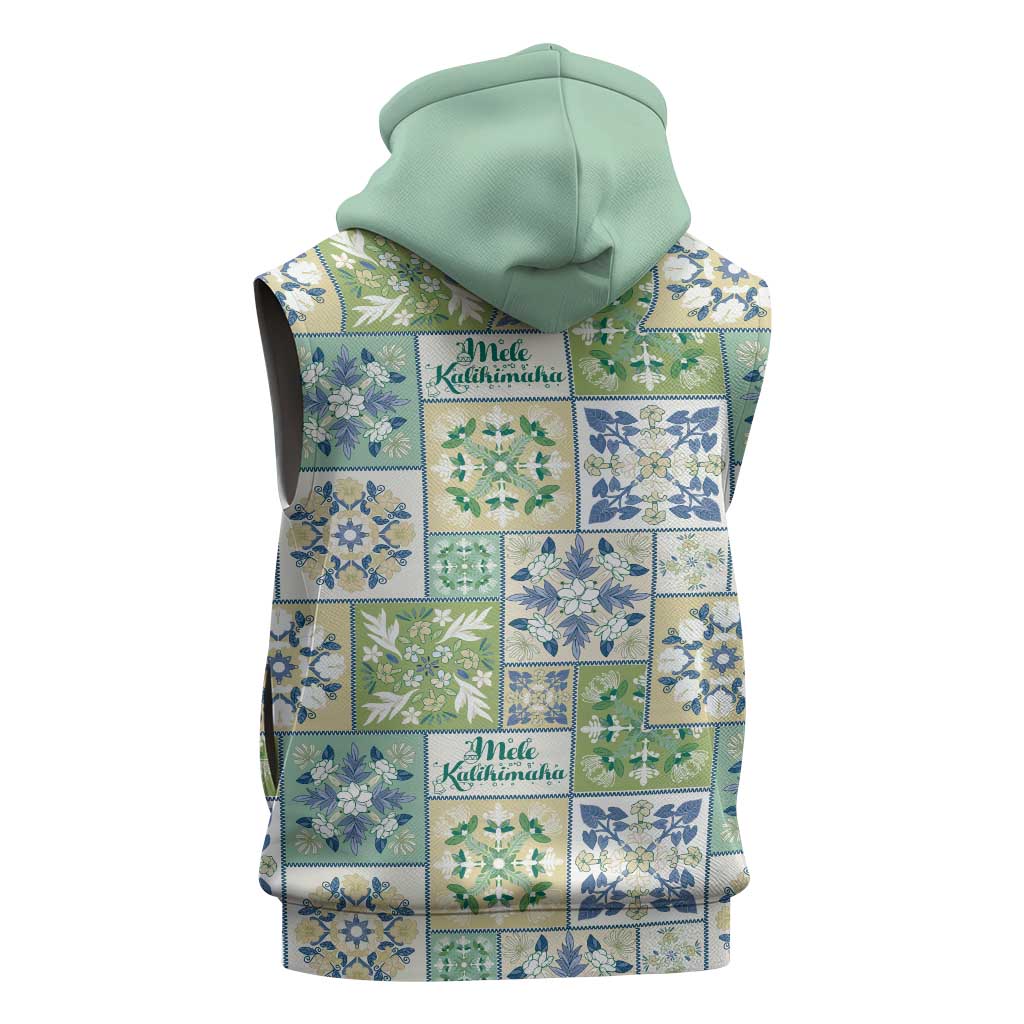 Mele Kalikimaka Hawaii Christmas Sleeveless Hoodie Omaomao Seamless Floral Motif LT9 - Polynesian Pride